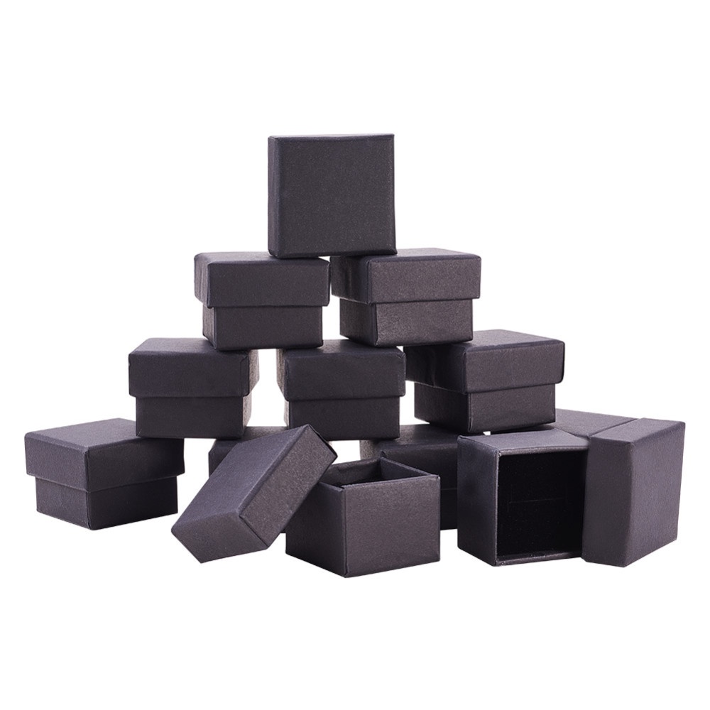 Black Square Cardboard Jewelry Box, 32pcs for Events